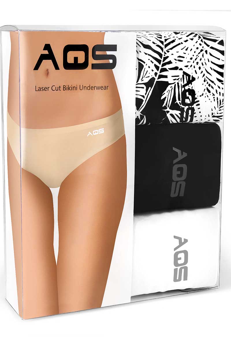 AQS 3Pk Leaves Laser Cut Bikini Brief