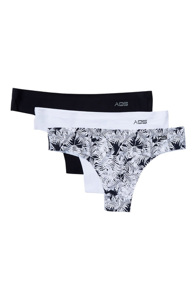 AQS 3Pk Leaves Laser Cut Thong