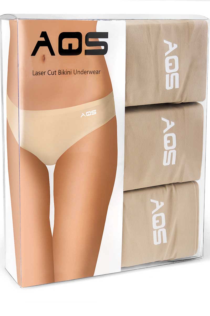 AQS 3Pk Nude Laser Cut Bikini Brief