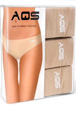 AQS 3Pk Nude Laser Cut Bikini Brief thumbnail 4