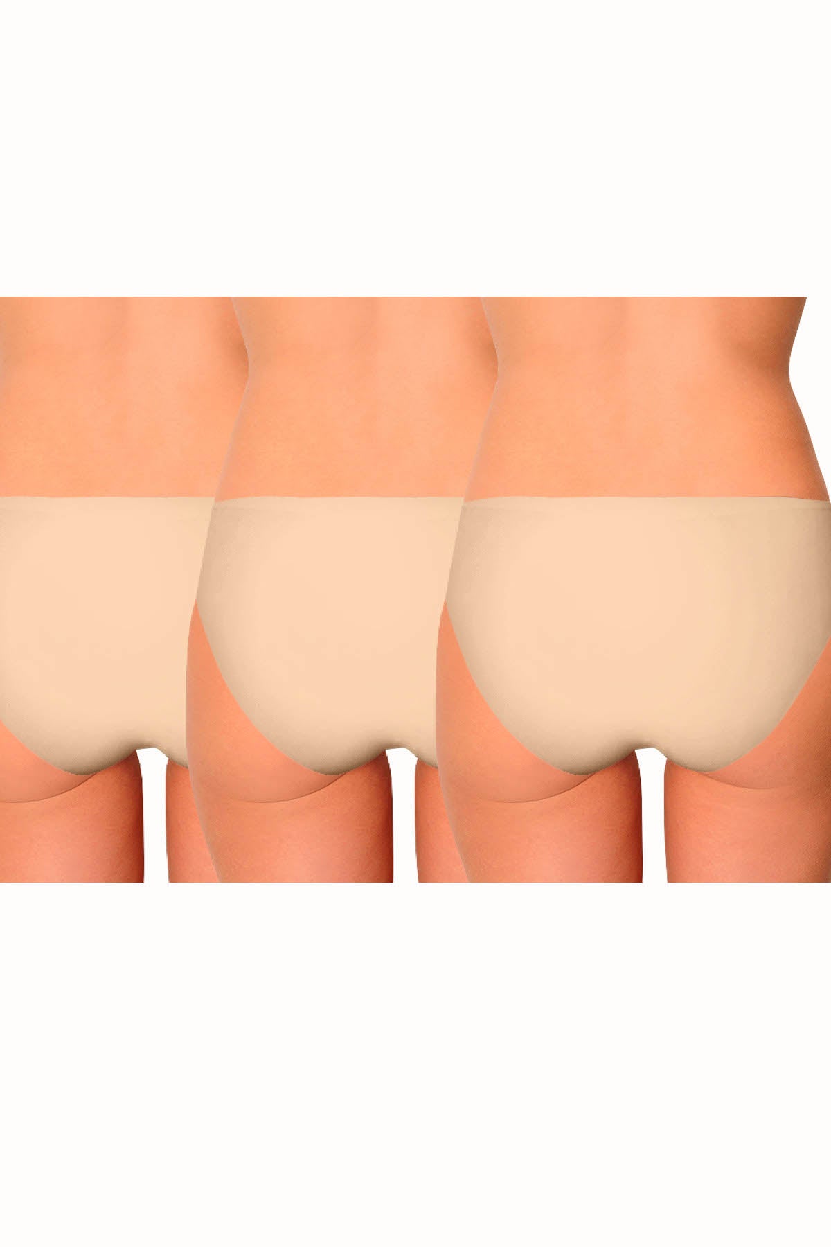 AQS 3Pk Nude Laser Cut Bikini Brief