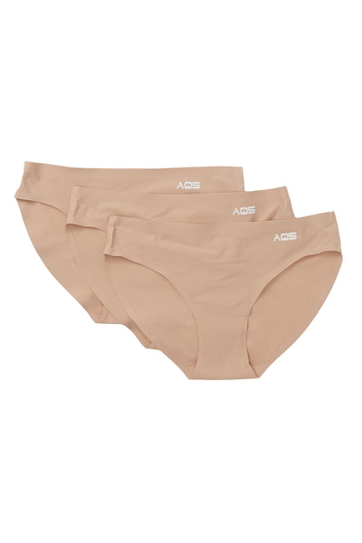 AQS 3Pk Nude Laser Cut Bikini Brief