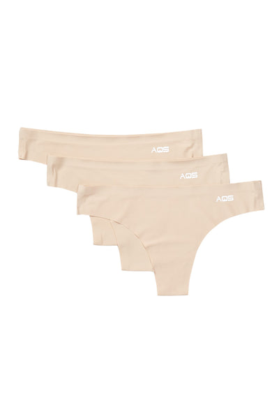 AQS 3Pk Nude Laser Cut Thong