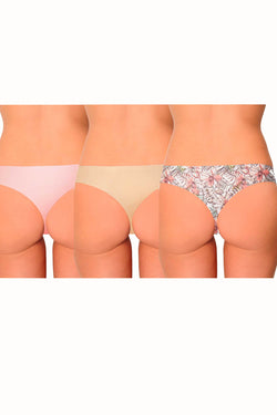 AQS 3Pk Tropical Flowers Laser Cut Thong thumbnail 2