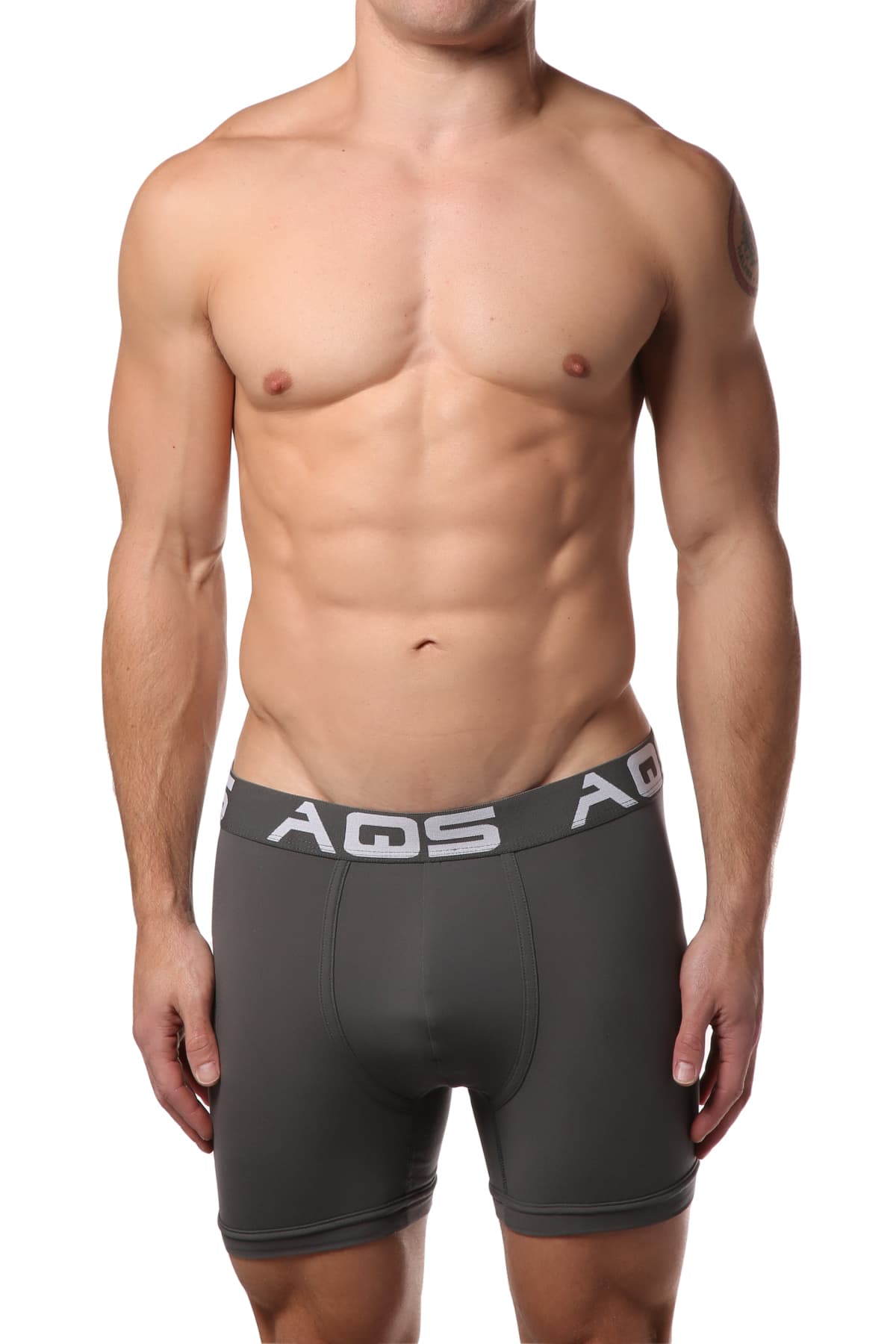 AQS 3pk Grey/White/Dark Blue Striped Boxer Brief 3-Pack