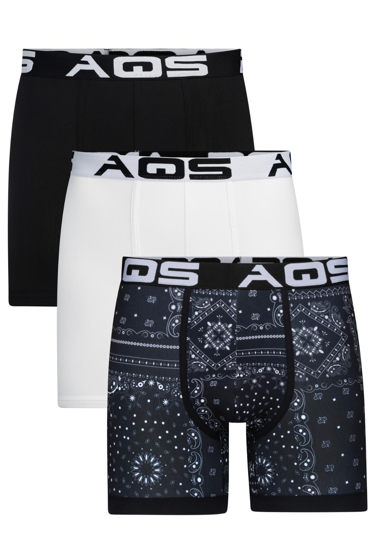 AQS Black Bandana/White/Black Boxer Brief 3-Pack