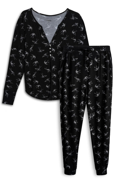 AQS Black Bird Pajama Set