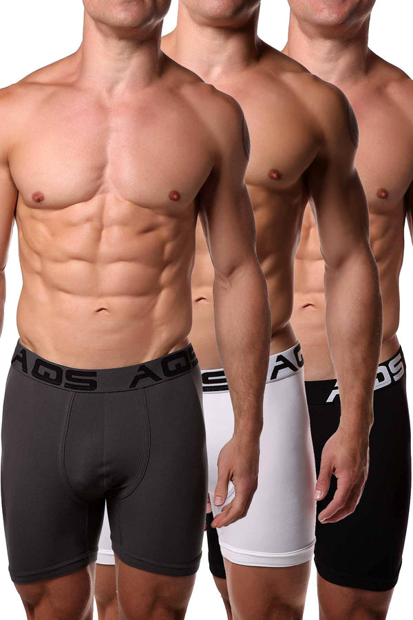 AQS Black/Grey/White Boxer Brief 3-Pack