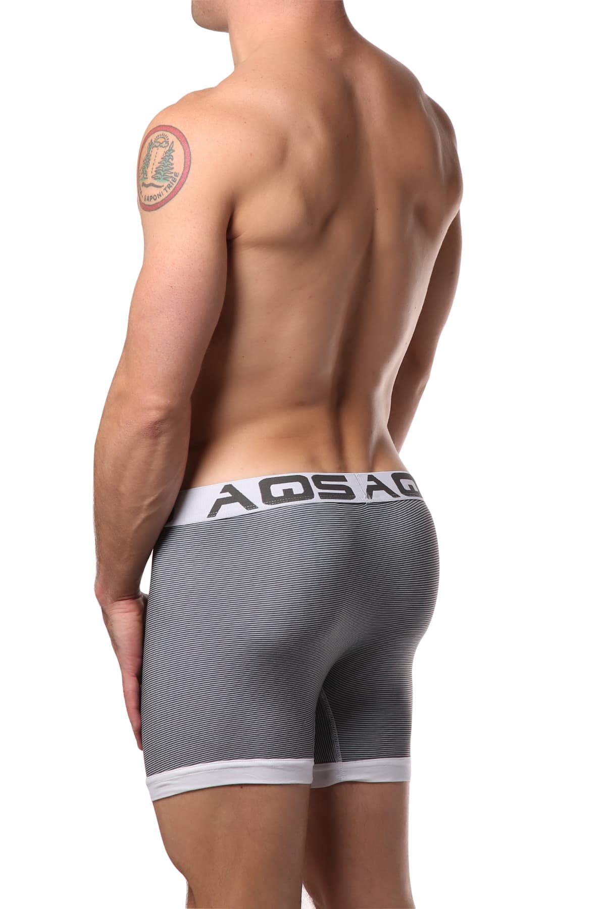 AQS Black/Grey/White Stripe Boxer Brief 3-Pack