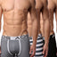 AQS Black/Grey/White Stripe Boxer Brief 3-Pack