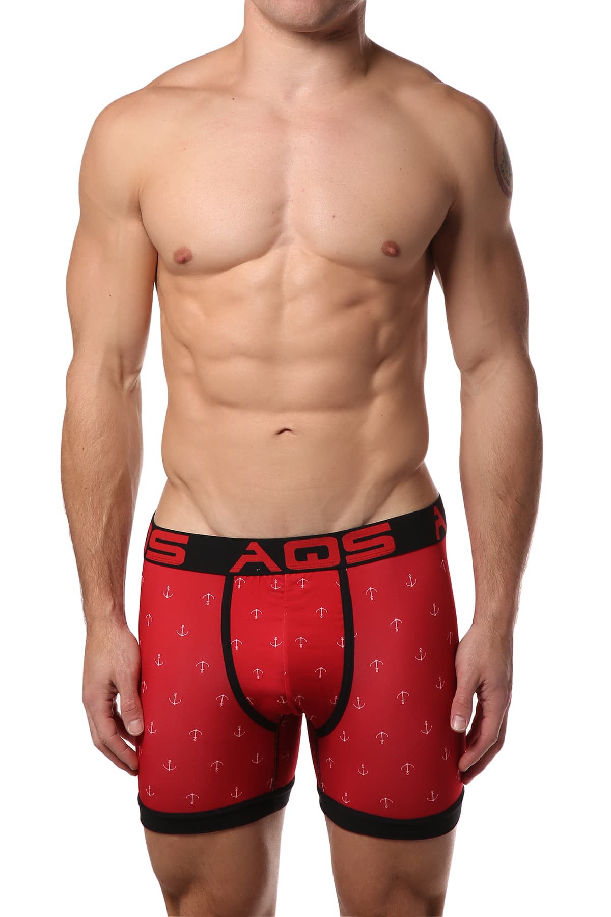 AQS Black/Red Anchor Printed Boxer Brief 3-Pack