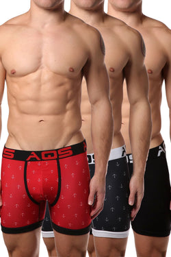 AQS Black/Red Anchor Printed Boxer Brief 3-Pack thumbnail 1