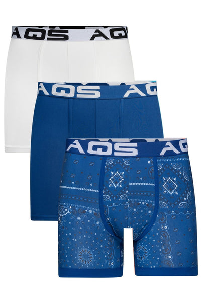 AQS Blue Bandana/Blue/White Boxer Brief 3-Pack