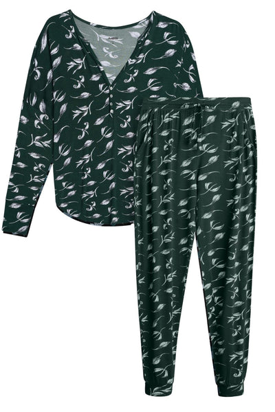 AQS Green Leaves Pajama Set