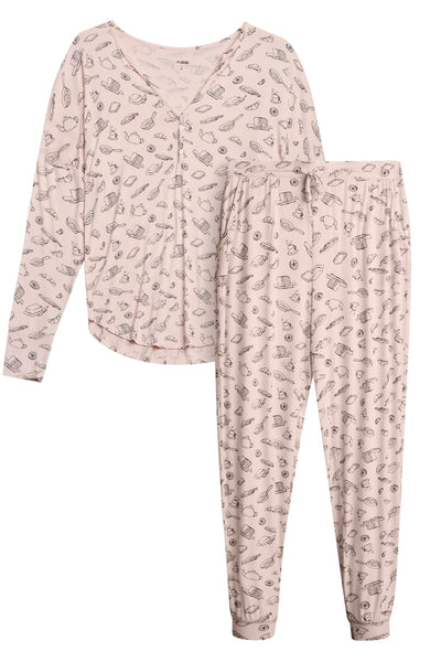 AQS Pink Breakfast Pajama Set