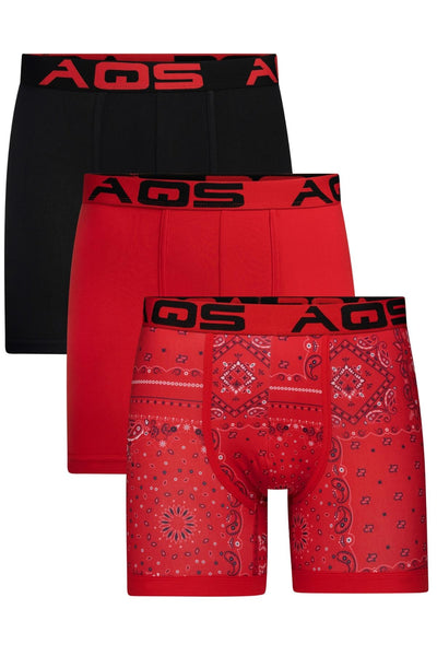 AQS Red Bandana/Red/Black Boxer Brief 3-Pack