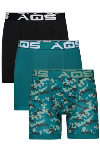 AQS Teal Camoflauge/Teal/Black Boxer Brief 3-Pack