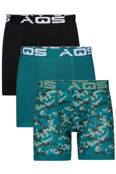 AQS Teal Camoflauge/Teal/Black Boxer Brief 3-Pack