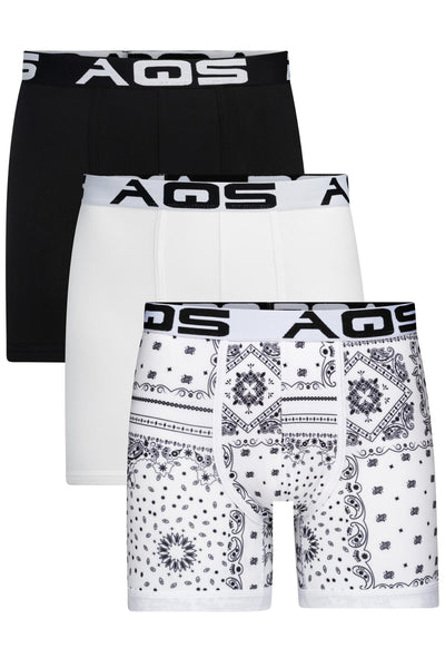 AQS White Bandana/White/Black Boxer Brief 3-Pack