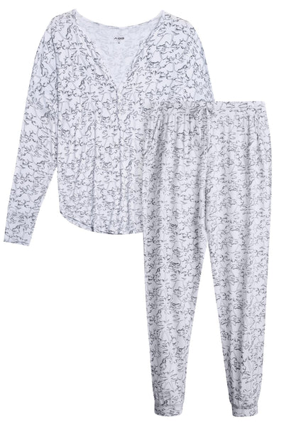 AQS White Palms Pajama Set