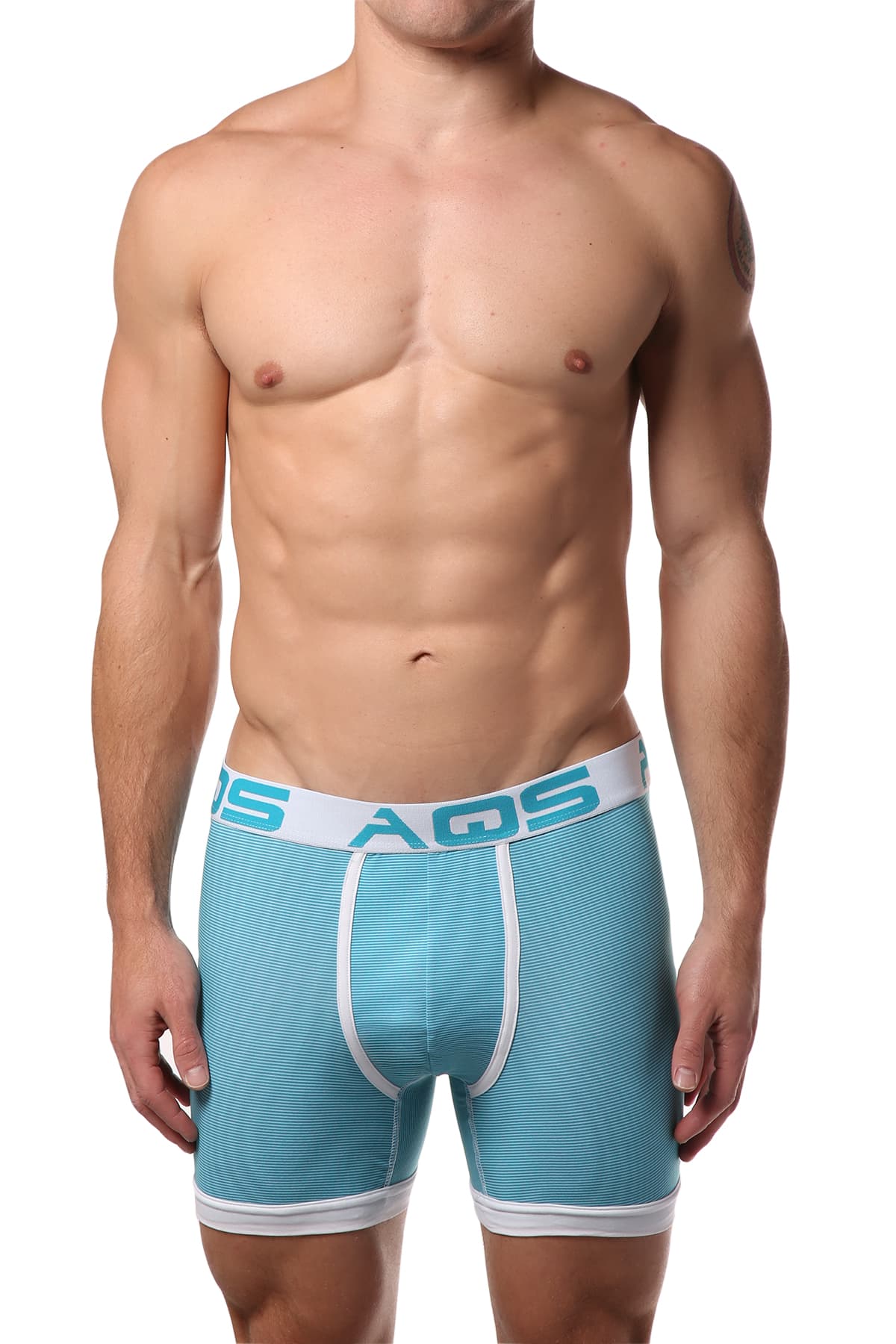 AQS White/Turquoise/Yellow Striped Boxer Brief 3-Pack