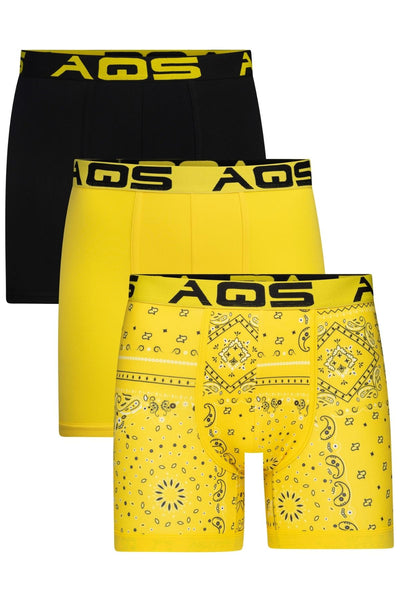 AQS Yellow Bandana/Yellow/Black Boxer Brief 3-Pack