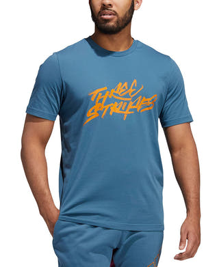 Adidas 3 Stripes Logo Graphic Basketball T-shirt Orbit Indigo