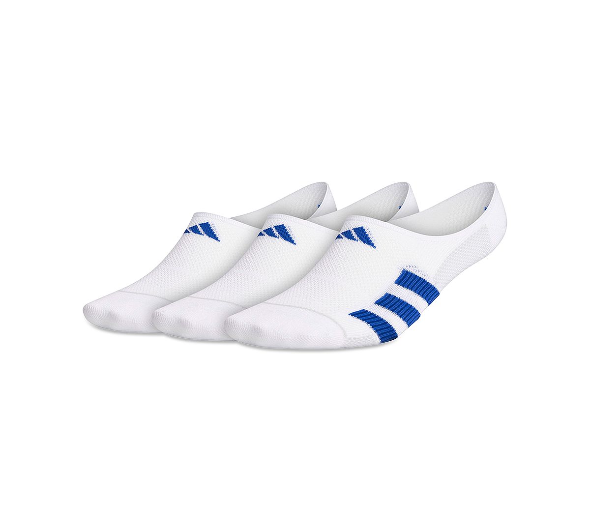 Adidas 3-pack Superlite Stripe Ii Super No-show Socks White/glory Blue/collegiate Royal/clear Grey