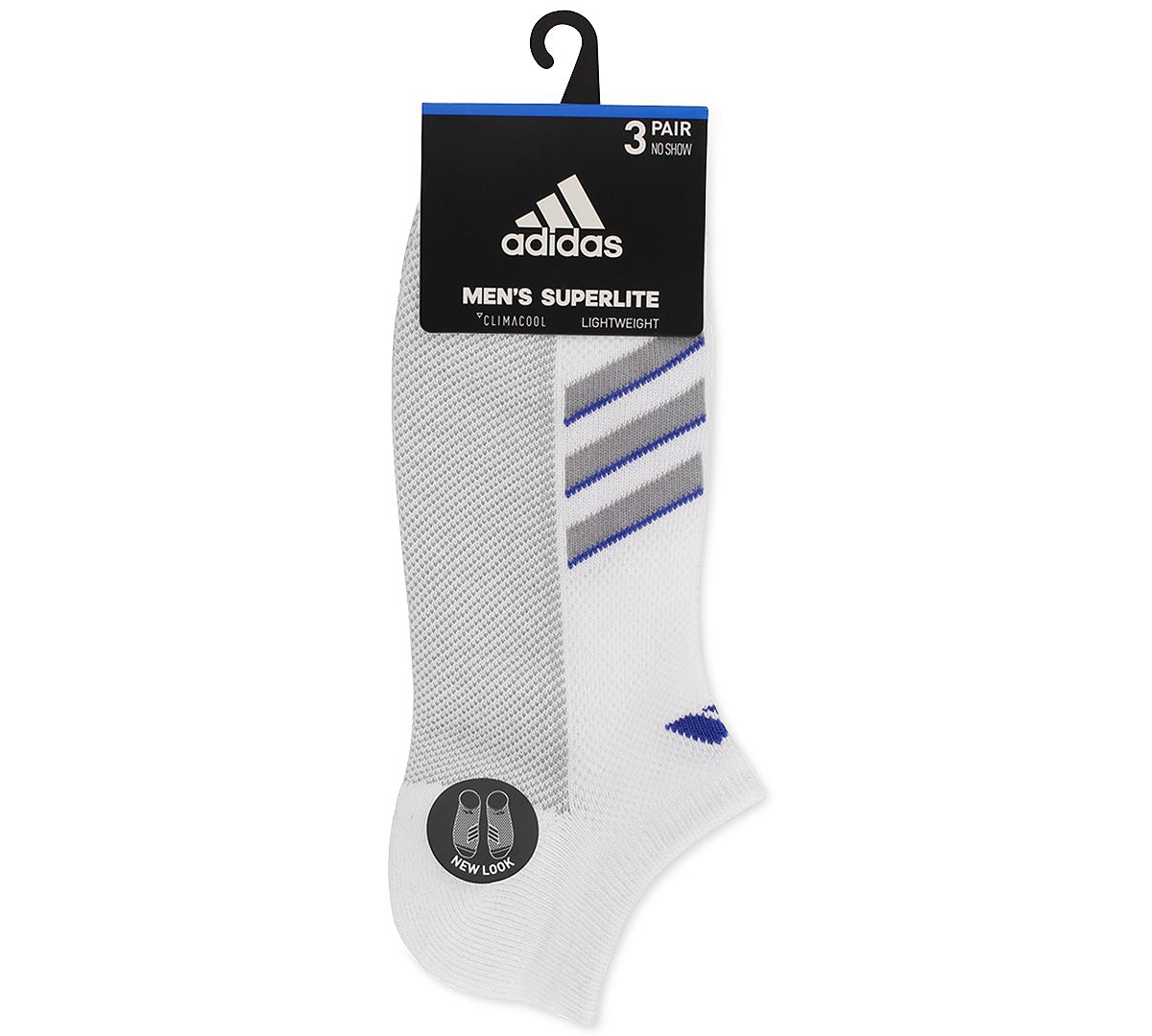 Adidas 3-pk. No-show Socks White/ Light Onix/ Hi - Res Blue