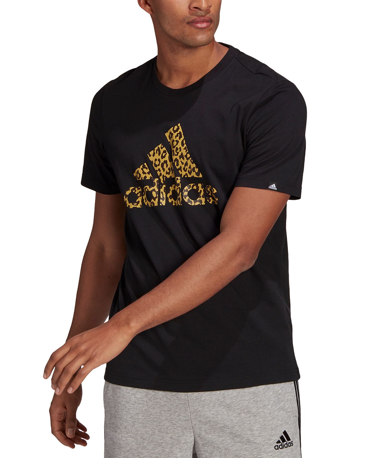 Adidas Leopard Print Badge Of Sport T-shirt Black