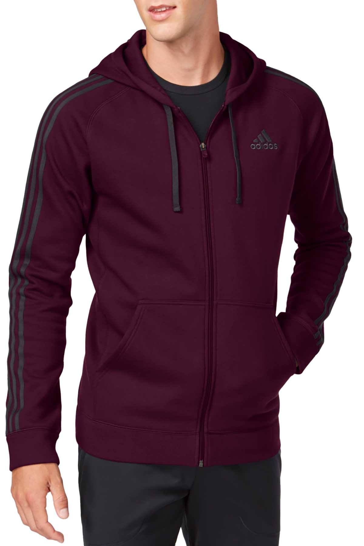 Adidas Maroon/Dark Solid Grey Essentials Fleece Full Zip Hoodie
