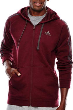 Adidas Maroon/Dark Solid Grey Essentials Fleece Full Zip Hoodie thumbnail 2
