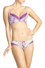 Affinitas Bright Violet Floral Half Padded Bra