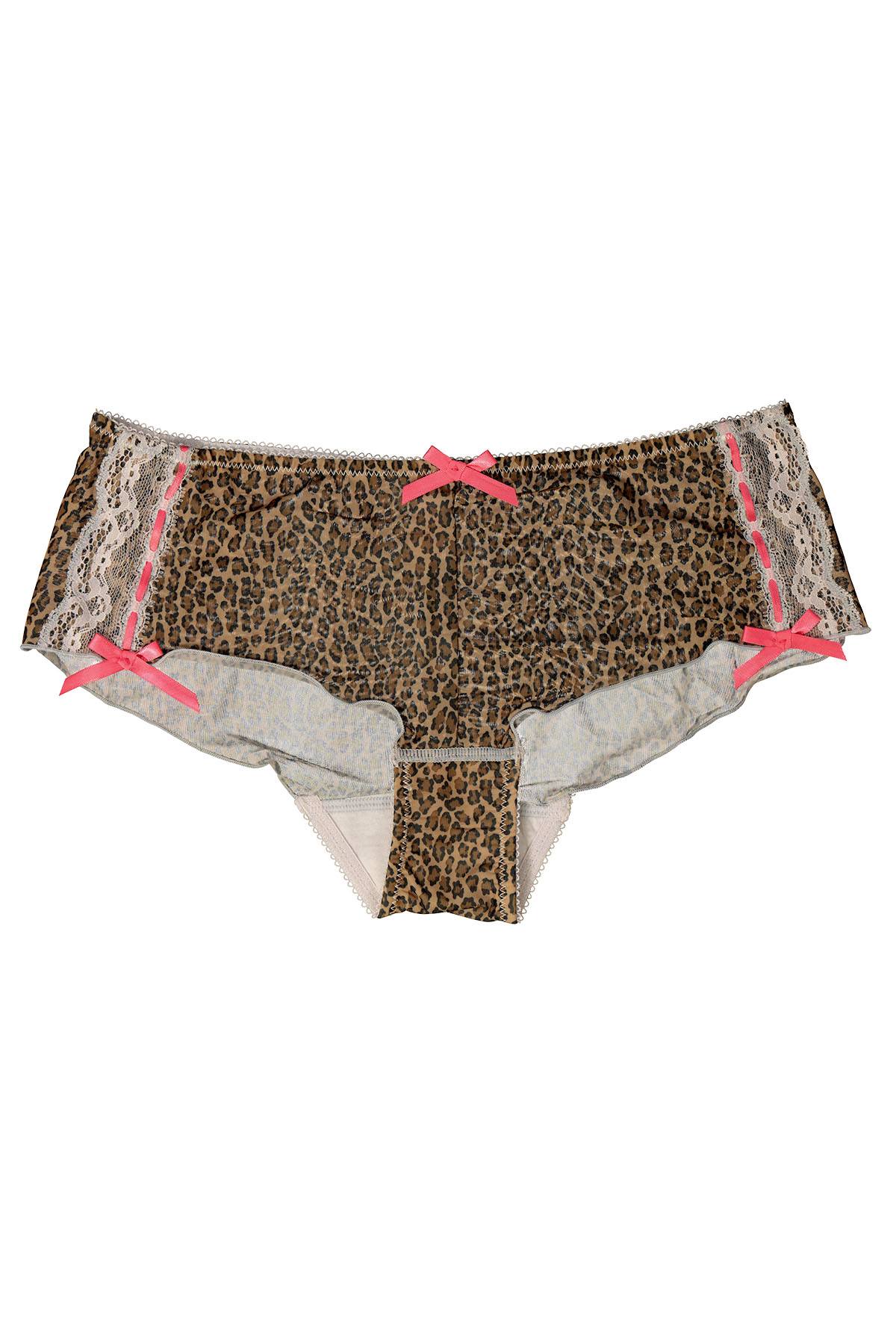 Affinitas Brown/Pink Leopard-Print Hipster Bootyshort