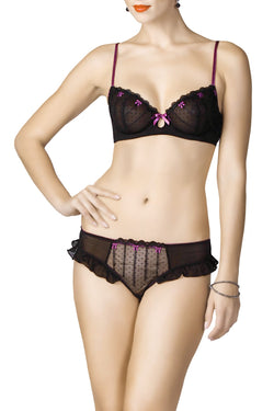 Affinitas Georgina Black & Violet Wire Bra thumbnail 2
