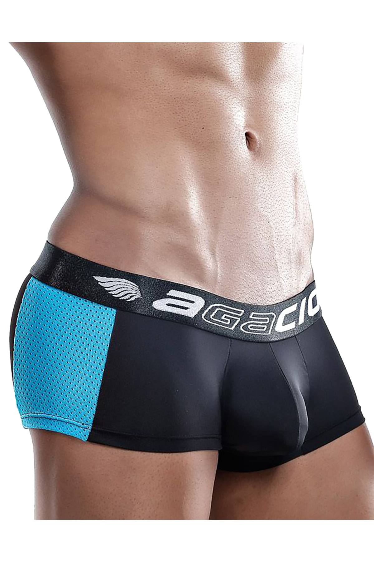 Agacio Black/Turquoise Mesh-Panel Boxer Trunk