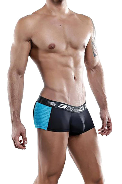 Agacio Black/Turquoise Mesh-Panel Boxer Trunk