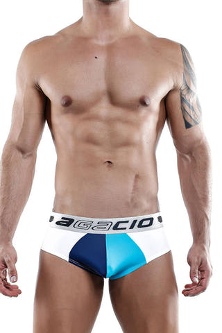 Agacio Circus Brief in White/Turquoise