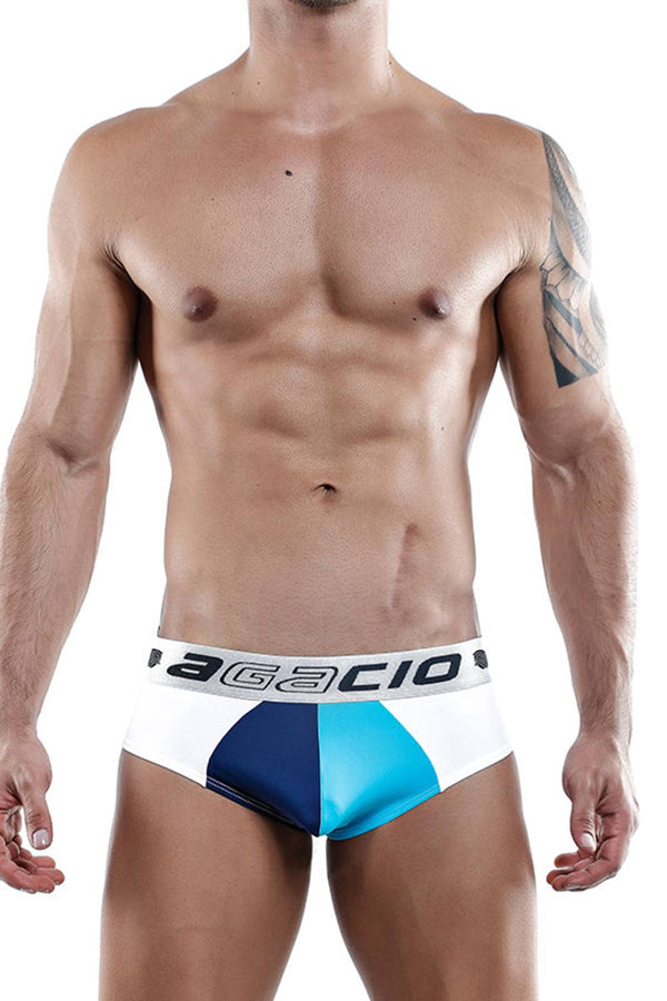 Agacio Circus Brief in White/Turquoise