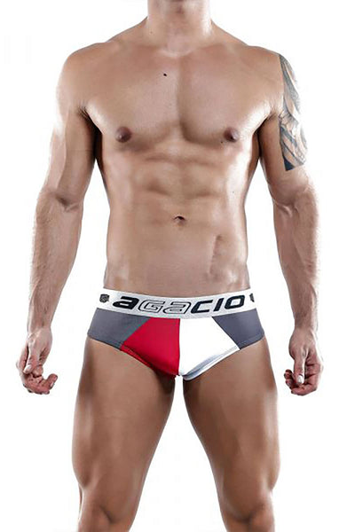 Agacio Grey/White Color-Block Sporty Brief
