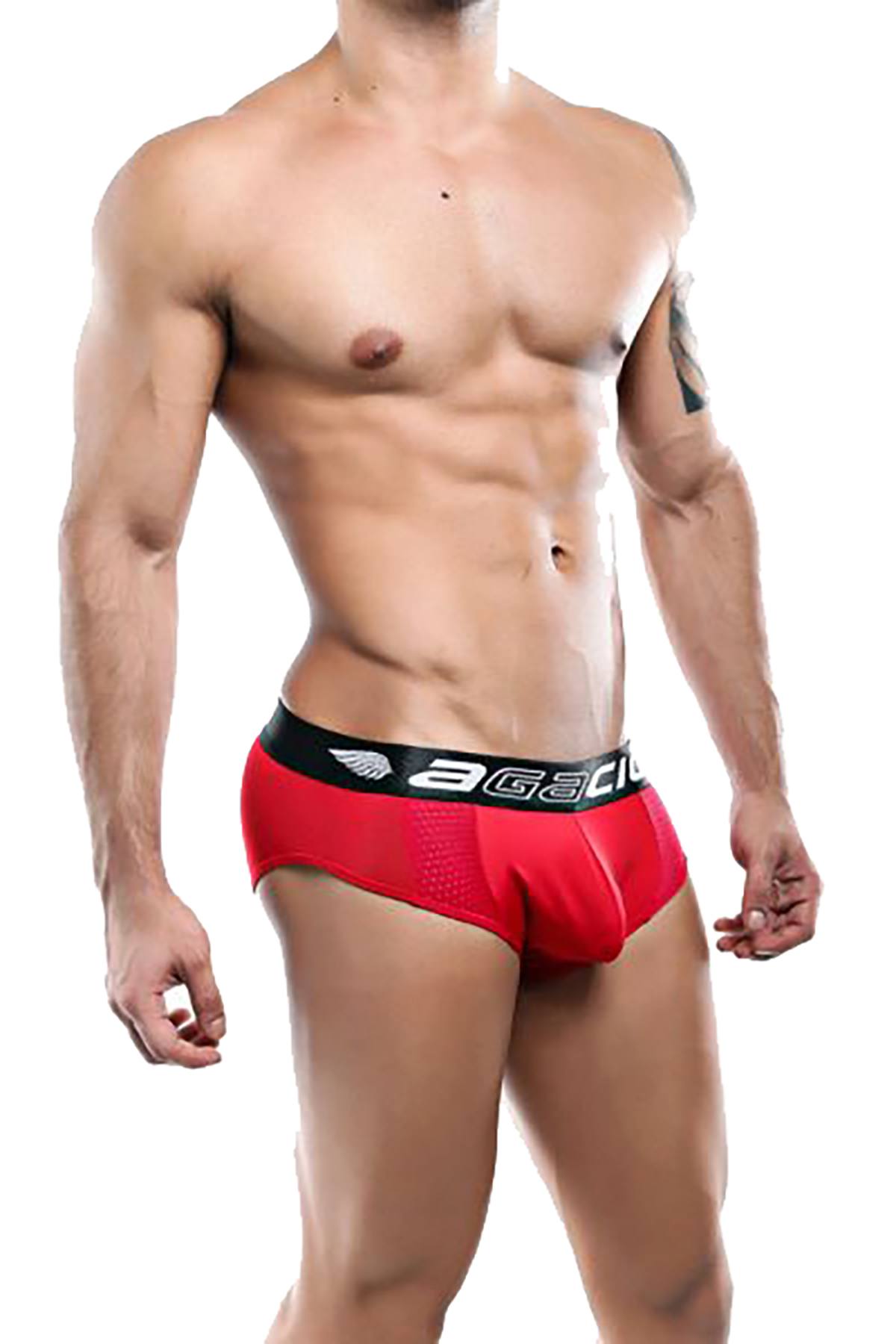 Agacio Red Mesh-Panel Bikini Brief