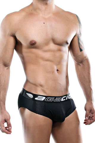 Agacio Sport Mesh Panel Brief in Black