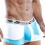 Agacio White/Turquoise Asymmetric Boxer Trunk