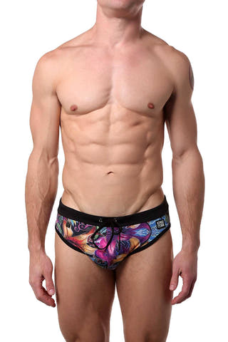 Alexander Cobb Black/Multi Solomon-Sea Swim Brief