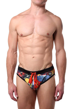 Alexander Cobb Black/Orange King Minos Swim Brief thumbnail 1