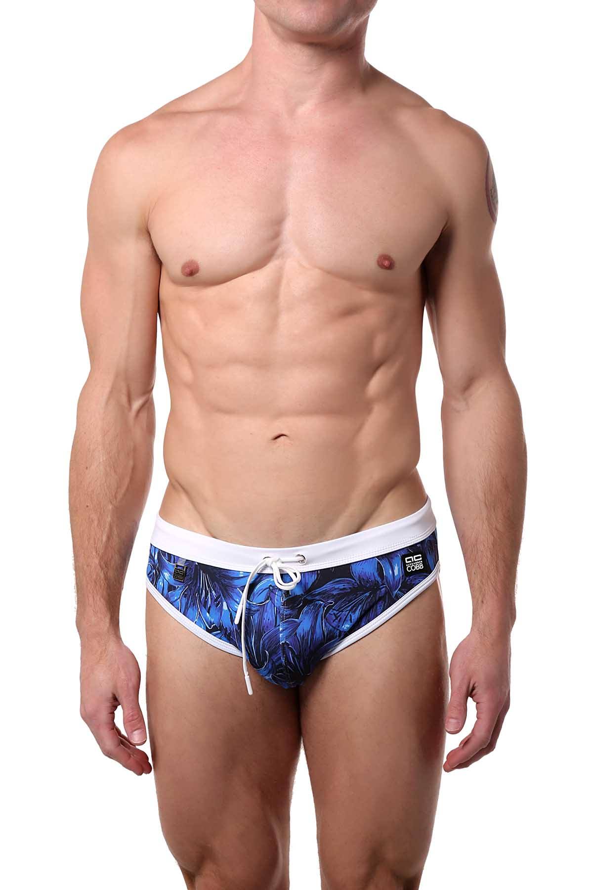 Alexander Cobb Navy/White Night-Flower Swim Brief