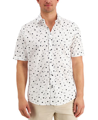 Alfani Abstract Geo Print Shirt Bright White