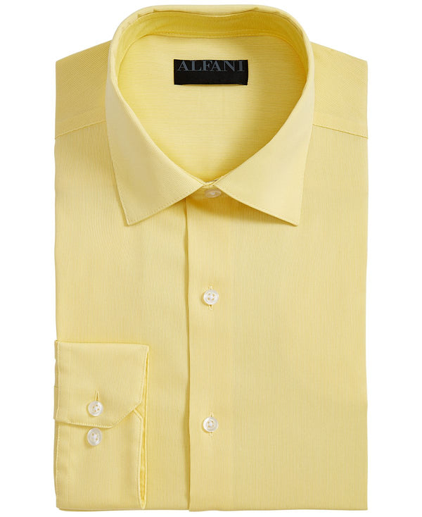 Alfani Alfatech By Bedford Cord Classic/regular Fit Dress Shirt Canary Yellow