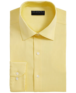 Alfani Alfatech By Bedford Cord Classic/regular Fit Dress Shirt Canary Yellow thumbnail 1