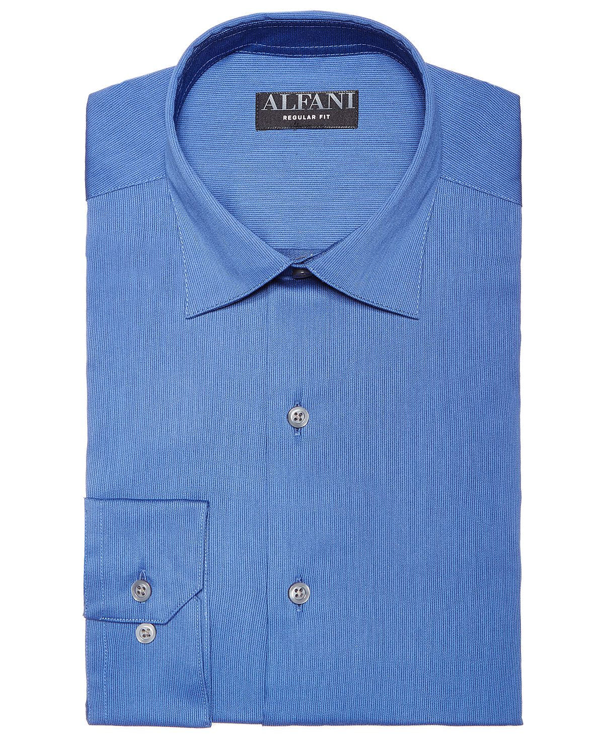 Alfani Alfatech By Bedford Cord Classic/regular Fit Dress Shirt Dark Indigo